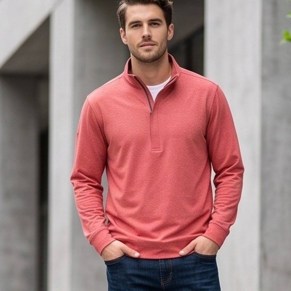Matte Grey Mens XL Quarter Zip Golf Pullover Heather Red Long Sleeve Shirt